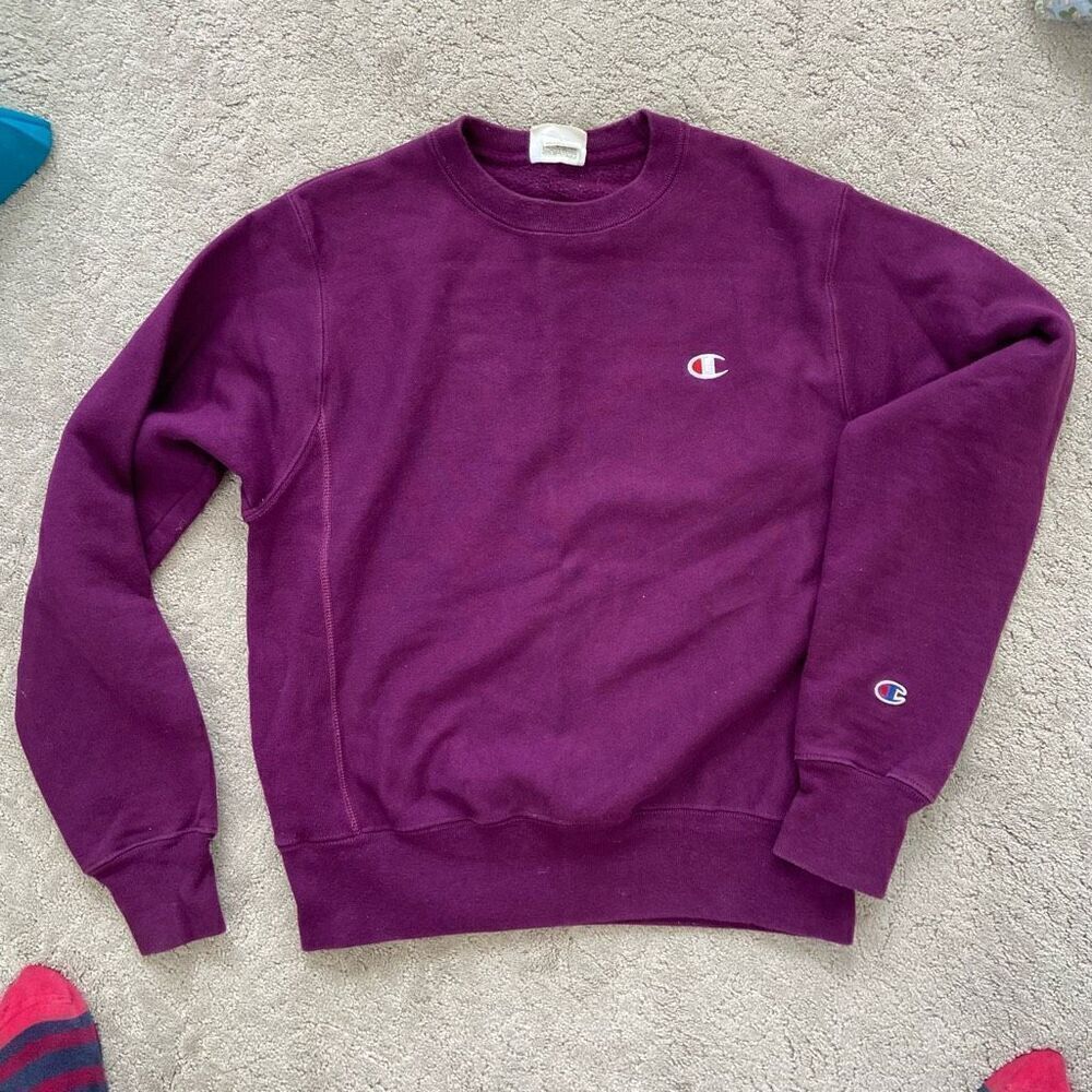 Vintage 90s Champion Reverse Weave Purple Crewneck Pullover Sweatshirt Women’s S